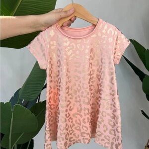 CHASER kid leopard foil shirt dress in pink